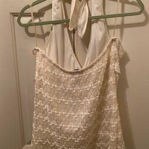 Gold and cream open back holiday shirt